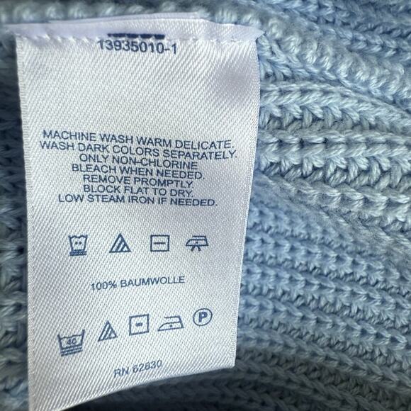 Lands’ End Pastel Blue Cotton Cowl Neck Sweater XL Longline Tunic Raglan Cozy - Picture 9 of 12